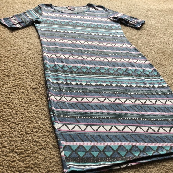 Lularoe Geometric Striped Julia Dress - Picture 2 of 8
